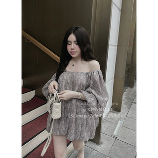 Váy tơ trễ vai Dì o hot hit Khánh Lê