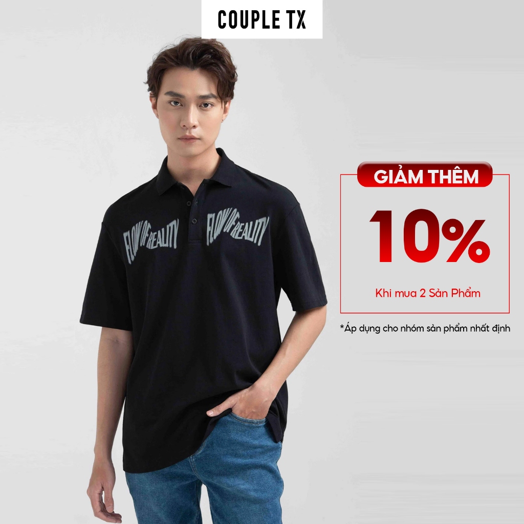 Áo Polo Nam Couple TX Jersey Relax Fit In Typo Trước Ngực MPO 1025