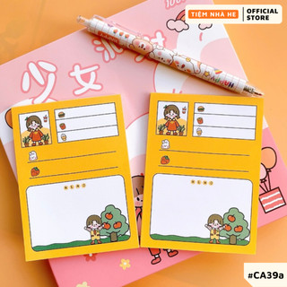 Giấy Note Cute Tiệm Nhà He Ghi Chú Thời Khóa Biểu Khung Hoạt Hình Dễ Thương Set 50 tờ