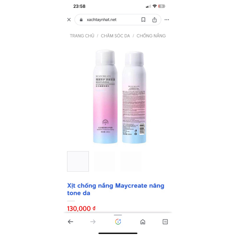xịt chống nắng nâng tone