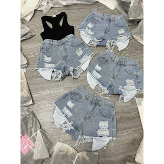 Quần jean sort đùi nữ lưng cao