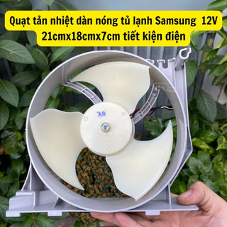Quạt làm mát 12V siêu êm 20cmx20cm, quạt tháo dàn nóng tủ lạnh samsung không than tiết kiệm điện.