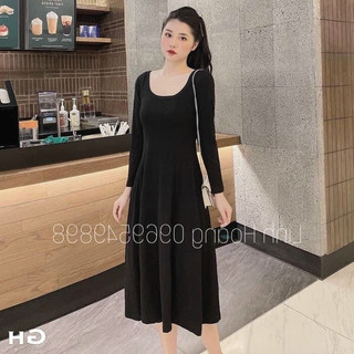 Váy zip xòe cổ tròn dài nhiều màu