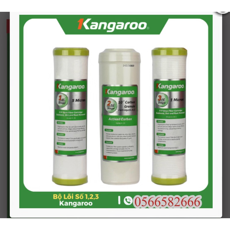 Bộ Lõi lọc nước Kangaroo - Lõi 1/2/3 - cam kết hàng Chính hãng của kangaroo