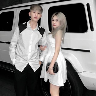 Áo Sơ Mi Hưởng Đá Dài Tay Chất Không Nhăn Phối Vạt Vai Đen Alexander McQueen Phong Cách Hàn Quốc Form Slim Fit Hot 2024