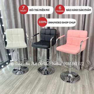Ghế Trang Điểm Xoay 360 Độ Tay Vịn Nâng Hạ Từ 60cm Đến 80cm, Makeup, Ngồi Quầy Lễ Tân Xoay 360 Tựa Lưng Chân To Loại Đẹp