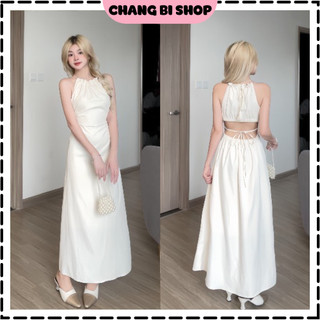 Đầm maxi - Đầm khoét lưng dáng dài thiết kế buộc dây lưng phong cách tiểu thư Changbishop