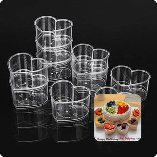 Ly nhựa Mica hình trái tim đựng bánh mousse, bánh panna cotta…
