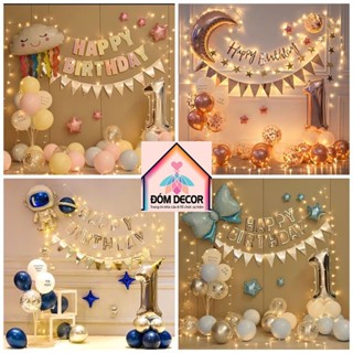 Set trang trí sinh nhật cho bé kèm bóng số tuổi và trụ bóng 7 nhánh