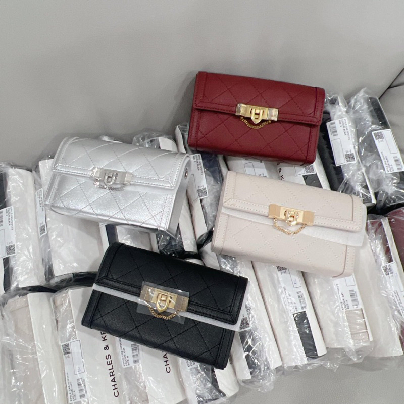 [FULLBOX] Túi Cn.K dáng hộp khoá xích gập nhọn size 18cm