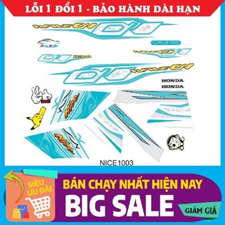 Tem rời WAVE ALPHA NỀN TRẮNG 50cc-100cc MẪU NICE Nhiều Màu Phối ( Tem 3 lớp chống nước chống bay màu )