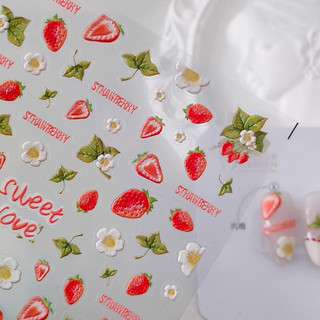 Sticker dán móng 5D Tenso cao cấp dâu tây thạch