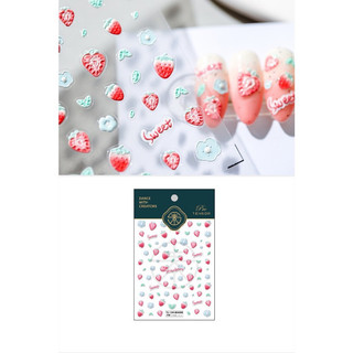 Sticker dán móng 5D Tenso cao cấp dâu tây thạch