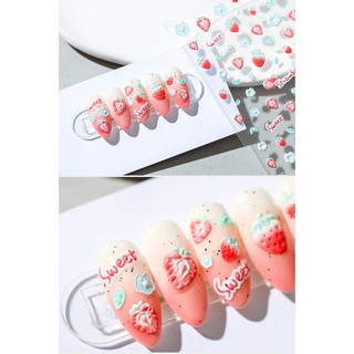 Sticker dán móng 5D Tenso cao cấp dâu tây thạch