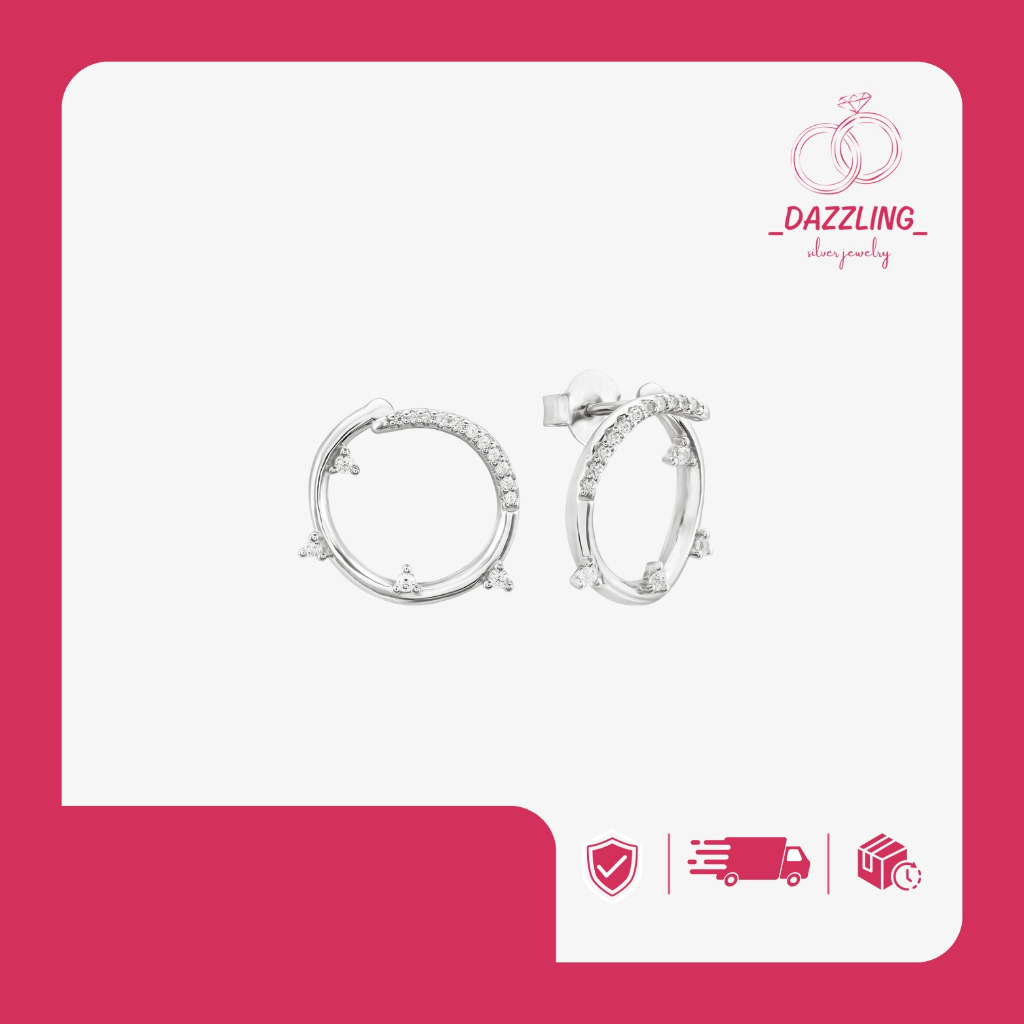 Khuyên tai bạc đính đá trong suốt Dazzling Poly