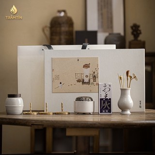 Bộ dụng cụ đốt trầm hương cao cấp Luxury, dùng để xông đốt trầm bột, lư xông quà tặng sang trọng độc đáo