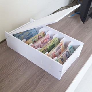 Hộp đựng tiền thu ngân 6 ngăn có nắp khay chia tiền tiện lợi KN2 chất liệu bền đẹp sử dụng đựng đồ đa năng