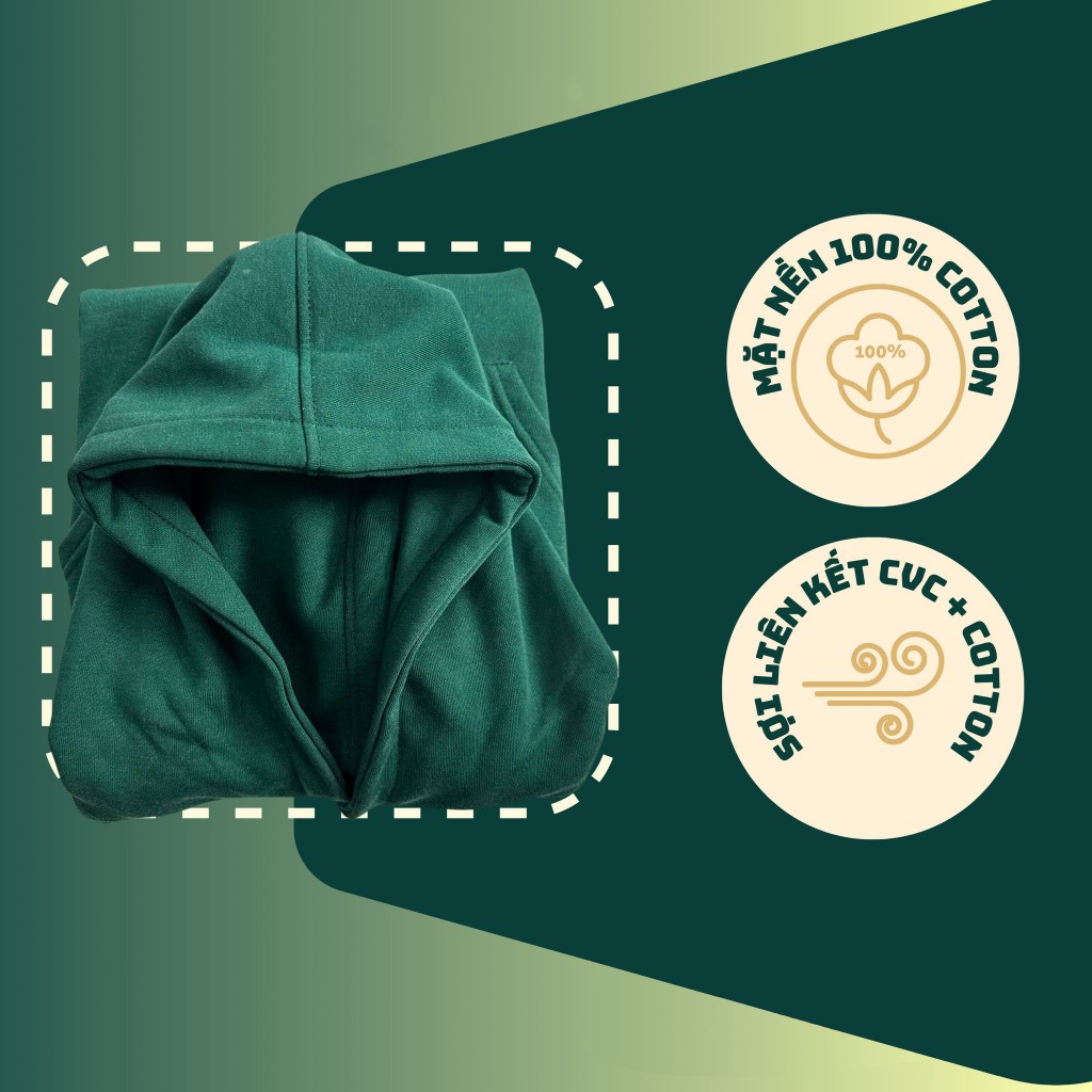 Áo Hoodie trơn chân cua vải 100% COTTON cao cấp