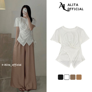 Áo Thun Xoắn Eo Cổ Tròn Alita Áo Thun Nữ Cộc Tay Nhún Eo Vạt Chéo AC02