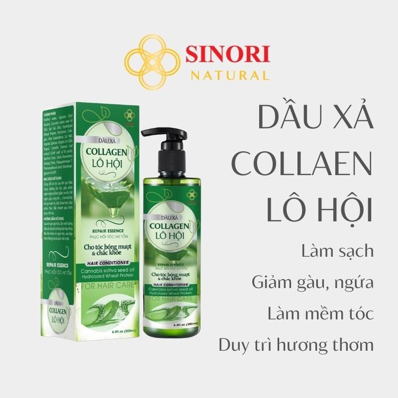 Dầu xả collagen lô hội Sinori giúp cung cấp dưỡng chất và bổ sung độ ẩm cho tóc 200ml