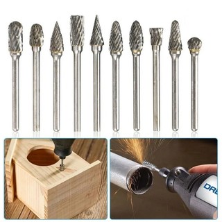 Bộ 10 mũi mài hợp kim gỗ sử dụng đa năng gắn máy khoan mài mini
