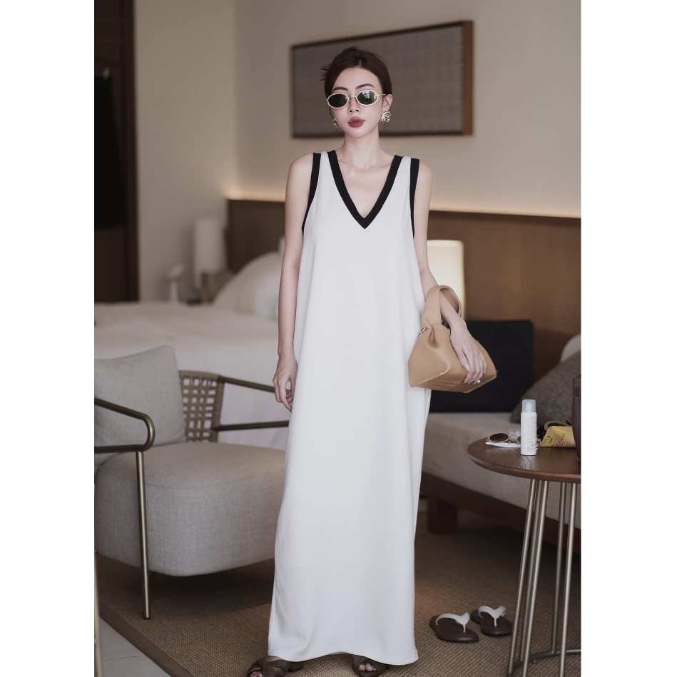 𝐏𝐀𝐍𝐄𝐘 𝐃𝐑𝐄𝐒𝐒 - 𝐀𝐒𝐇𝐘𝐋𝐄𝐘 đầm suông cotton phối viền basic TVT