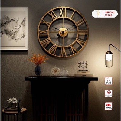 Đồng Hồ Treo Tường Energy Green Lighting Retro DH-99 - Đường Kính 50cm - Phong Cách Bắc Âu Cổ Điển - Decor Phòng Khách
