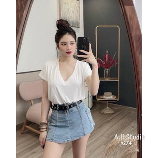 Áo thun cổ tim trơn - 274
