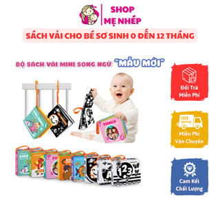 Sách vải cho bé sơ sinh 0 đến 12 tháng Lalala baby kích thước 12x11cm có 8 mặt