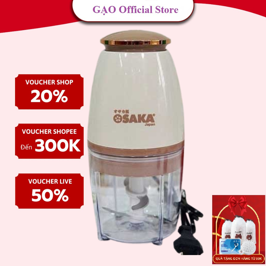 Máy Xay Đa Năng  Dung Tích 0.75L Nắp Đồng Osaka, Xay Sinh Tố, Xay Thịt, Nhỏ Gọn, Mạnh Mẽ