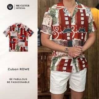 Áo Sơ Mi Cuban nam Rowe Ngắn Tay MK CLEVER Chất liệu lụa mềm mịn, thoáng mát, chống nhăn, form rộng mặc hằng ngày