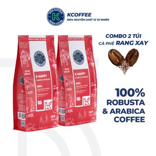 Combo 2 túi cà phê rang xay Robusta Arabica K Happy 227G/Gói thương hiệu K Coffee