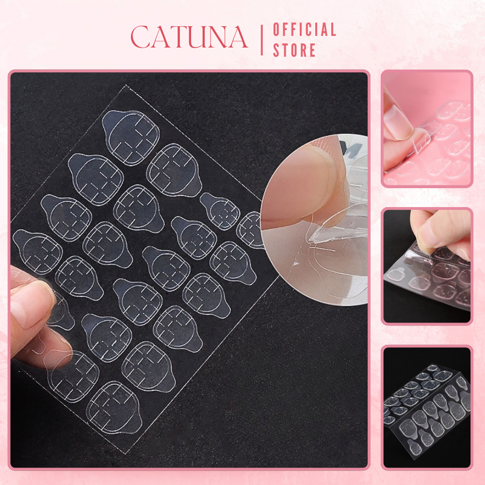 Bộ 12 miếng dán móng tay CATUNA miếng dán Silicone nail box siêu dính gắn móng tay giả chắc chắn KD15