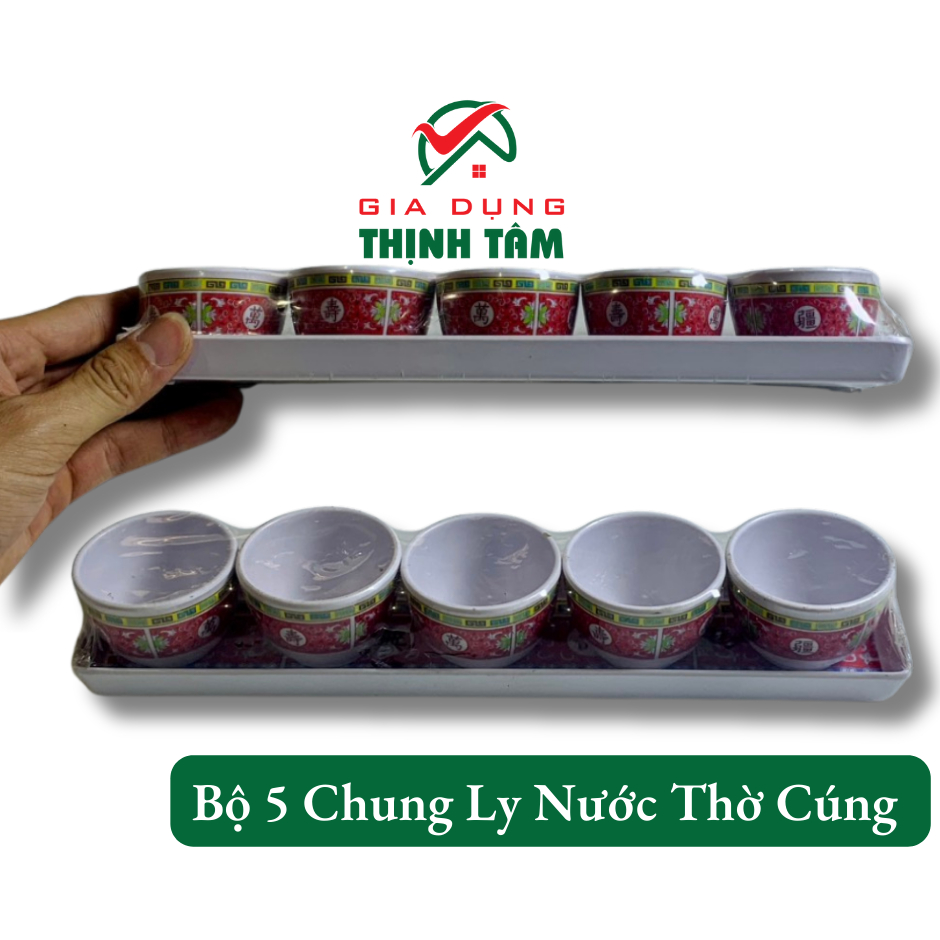 [THỊNH TÂM] Bộ 5 Chung Ly Nước Thờ Cúng Nhựa Cứng