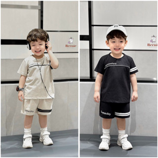 Set bộ cotton phối kẻ sọc cá tính Bernie FASHION cho bé