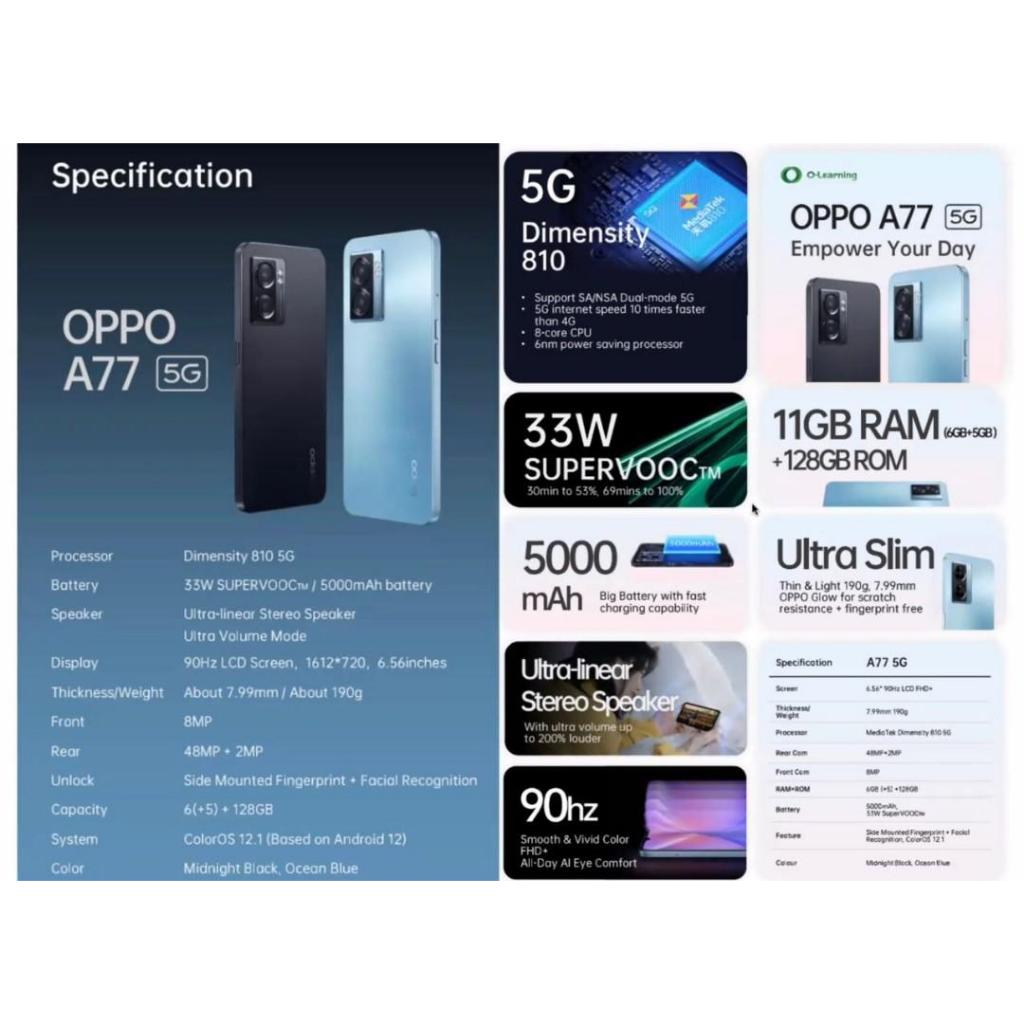 Điện thoại OPPO A77 4GB+4GB/128GB - Sạc siêu nhanh 33W - Hàng nhập khẩu nhật - Bản quốc tế | BigBuy360 - bigbuy360.vn