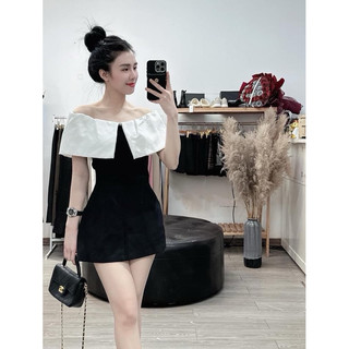 Áo trễ vai pha màu thân thun TH
