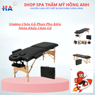 Giường Xếp Vali Phun Xăm Chân Gỗ Spa - Nối Mi Phun Xăm Tatoo - Giường Massage Gấp Gọn.