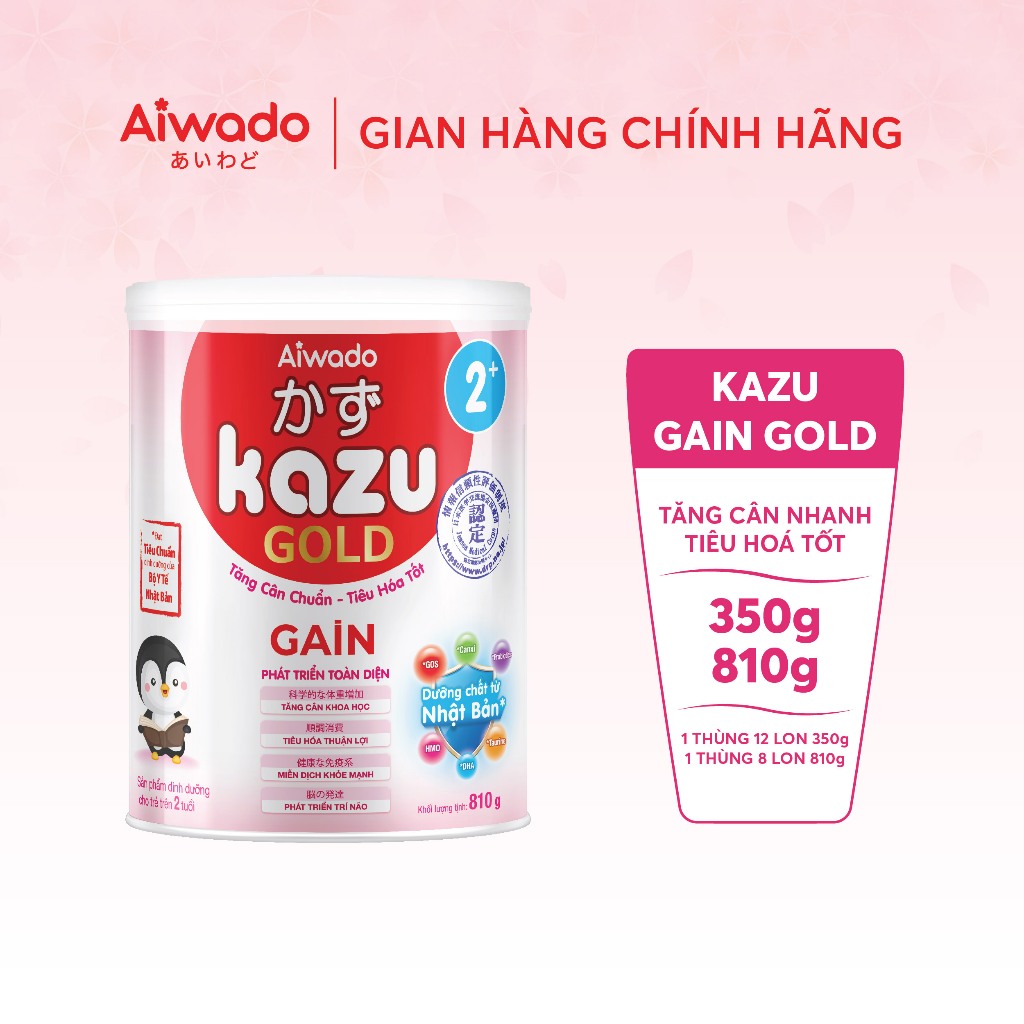 Sữa bột Aiwado Kazu Gain Gold - Số 1 Sữa Mát Tăng Cân giúp bé Mát Bụng