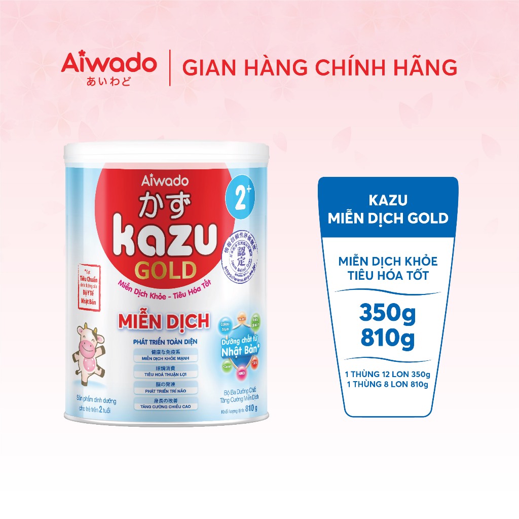 Sữa bột Aiwado Kazu Miễn Dịch Gold - Sữa mát miễn dịch giúp bé Miễn Dịch khỏe