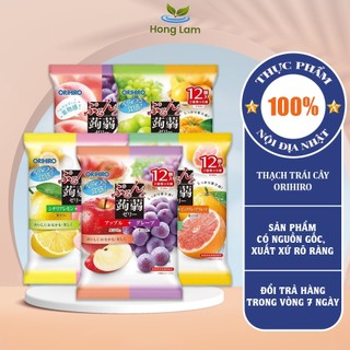 Thạch Hoa Quả Orihiro Nhật Bản Hương Vị Trái Cây Đào, Nho, Táo, Dưa Lưới Dai Dai, Ngon Ngon Gói 240g