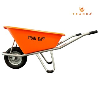 Xe rùa Trần Đà thùng nhựa KX 130 lít, hiệu TranDa, sườn ống sắt mạ kẽm phi 34 dày 1.5mm