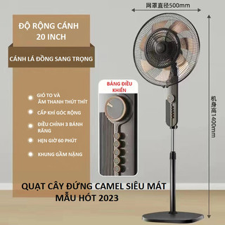 Quạt cây đứng camel mới 5 cánh nhôm mạ đồng