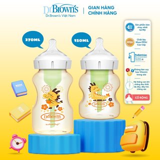 Bình sữa cổ rộng Dr.Brown's nhựa PPSU Option Plus 100% chính hãng 150ml và 270ml