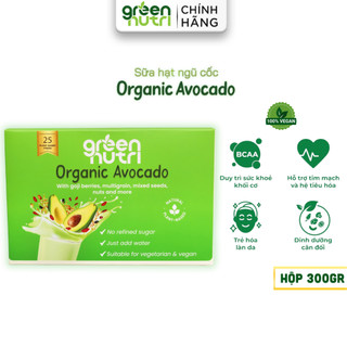 Sữa hạt ngũ cốc vị bơ - organic avocado green nutri dạng hộp 300gr
