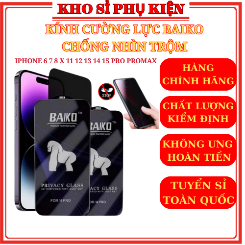 Kính cường lực chống nhìn trộm KINGKONG BAIKO chính hãng cho Iphone x/xs/11/12/13/14/pro/promax