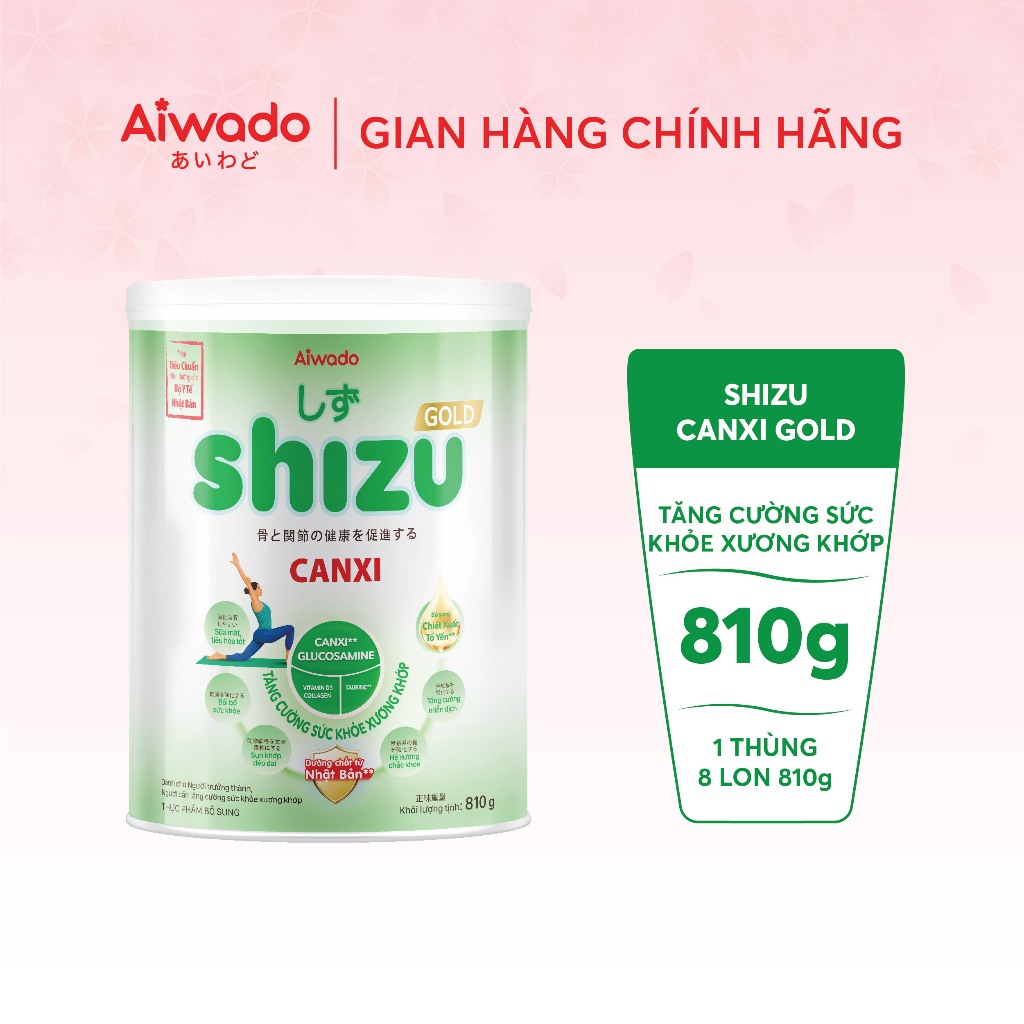 Sữa bột Aiwado Shizu Canxi Gold  810 gram  - Tăng cường sức khoẻ xương khớp cho người trưởng thành, trung và cao tuổi