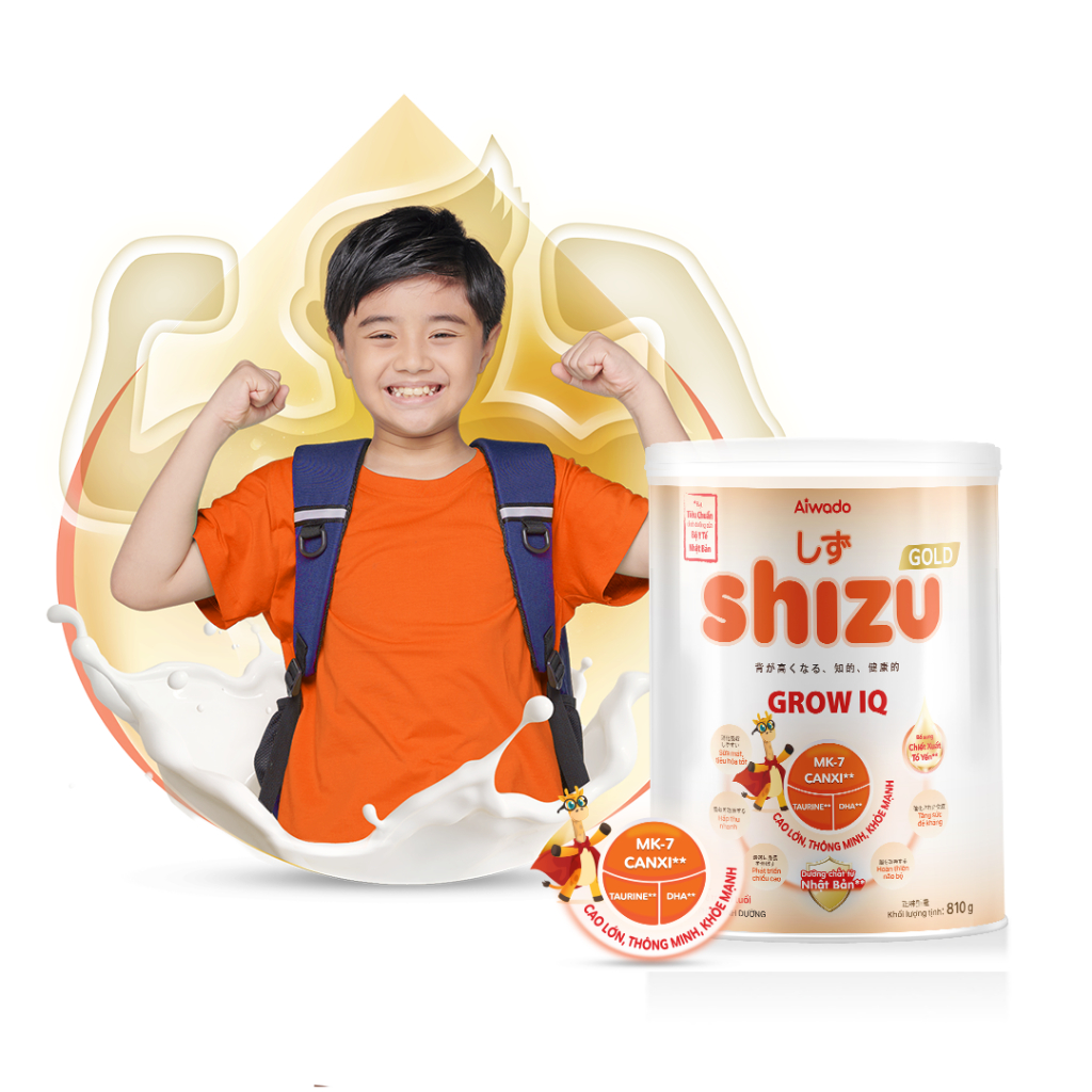Sữa bột Aiwado Shizu Grow IQ Gold 1+ 810 gram  - Sữa Mát giúp trẻ Cao Lớn, Thông Minh, Khỏe Mạnh