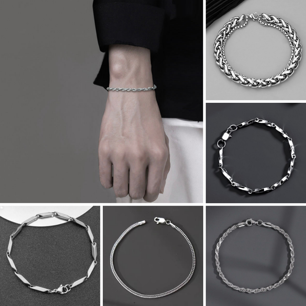 Vòng Tay Nam Nữ Lắc Tay Mạ Bạc Basic SAZ Store Đơn Giản Thời Trang Nhiều Mẫu Tùy Chọn - Vòng Tay Tổng Hợp