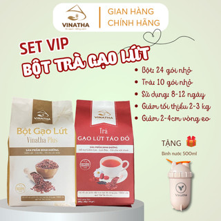 Combo VIP bột gạo lứt giảm cân VINATHA Plus + trà gạo lứt táo đỏ - VNT01